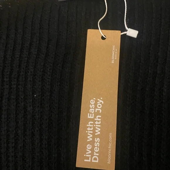 BloomChic Black V-Neck Sweater with Embroidered Sleeves - Picture 7 of 7